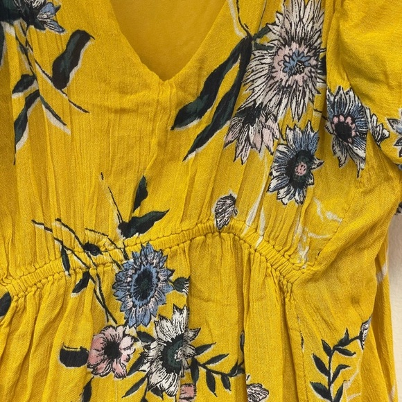 Old Navy Maternity Ruffle-Sleeve Yellow Floral Midi Dress - Picture 4 of 6